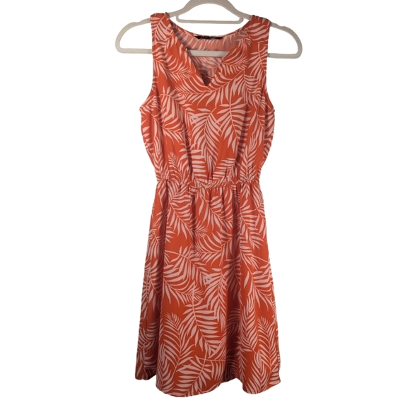41 Hawthorn Dresses & Skirts - 41 Hawthorn Orange Palm Leave Sleeveless Blouson Shift Mini Dress Size M